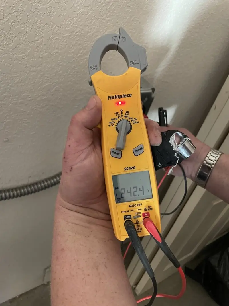 Voltage testing with clamp meter during Circuit Breaker Repair in Winston-Salem